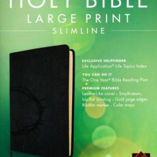 NLT Premium Value Slimline Large Print Bible Leatherlike Onyx Crown