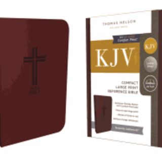 KJV, Reference Bible, Compact, Large Print, Imitation Leather, Burgundy, Red Letter Edition 