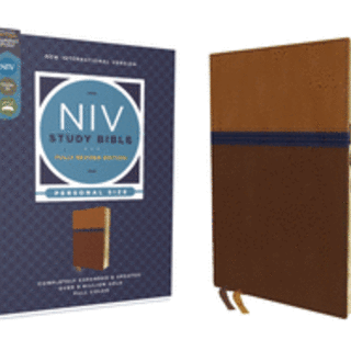 NIV Study Bible, Fully Revised Edition, Personal Size, Leathersoft, Brown/Blue, Red Letter, Thumb Indexed, Comfort Print