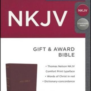 NKJV, Gift and Award Bible, Leather-Look, Burgundy, Red Letter Edition