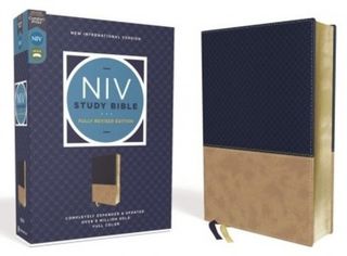 NIV Study Bible, Fully Revised Edition, Leathersoft, Navy/Tan, Red Letter, Comfort Print