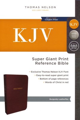 KJV Reference Bible Super Giant Print, Leather-Look Burgundy