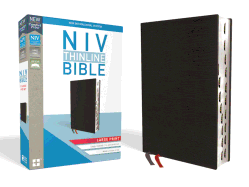 NIV, Thinline Bible, Large Print, Bonded Leather, Black, Indexed, Red Letter Edition (Special)