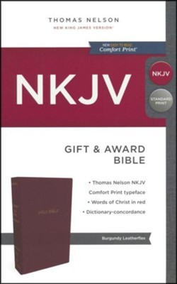 NKJV, Gift and Award Bible, Leather-Look, Burgundy, Red Letter Edition