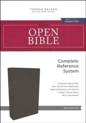 The NKJV, Open Bible, Imitation Leather, Black, Red Letter Edition, Comfort Print: Complete Reference System