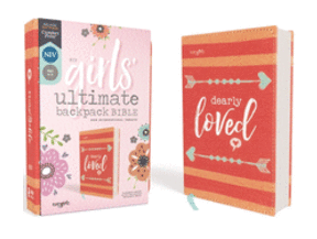 NIV Girls' Ultimate Backpack Bible, Faithgirlz Edition, Compact, Flexcover, Coral, Red Letter Comfort Print