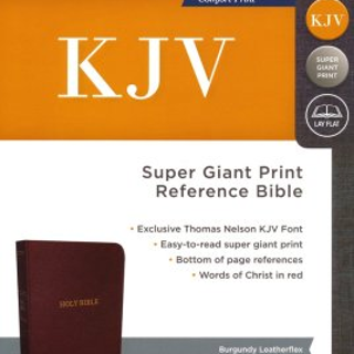 KJV Reference Bible Super Giant Print, Leather-Look Burgundy